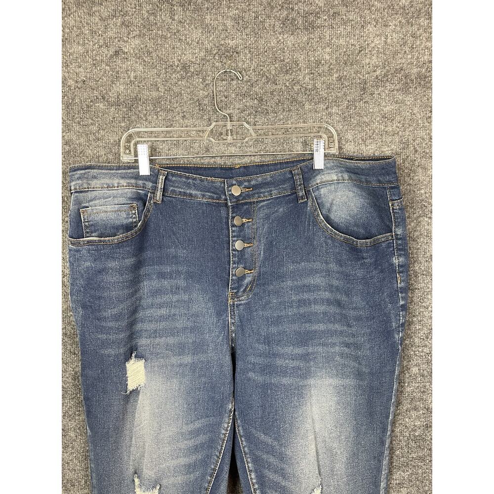 Jessica Jeans Plus Women's 4XL Blue Distressed Tapered Leg - Picture 2 of 8